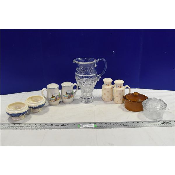 Cut Glass Pitcher & Other Misc. Glass & Ceramic Items