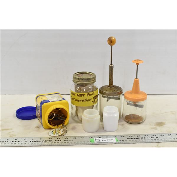 Vintage Glass Jar Food Choppers, keychains, misc