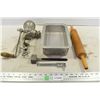 Image 1 : Meat grinder + tenderizer, baking pan, rolling pin
