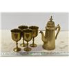 Image 1 : Solid Brass Teapot & (4) Goblets