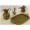 Image 2 : Brass serving tray, brass vinegarette bottle, teapot, creamer
