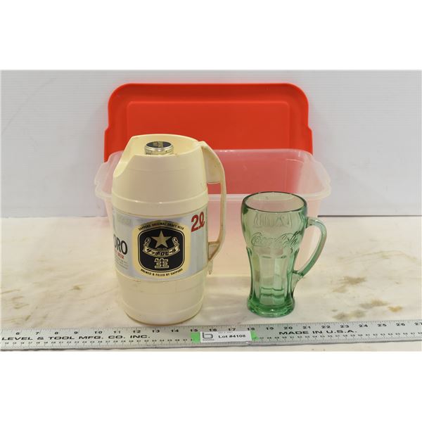 Sapporo Beer Mug, Coca Cola Mug, in plastic tub