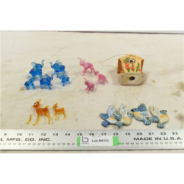 Blown Glass (one broken leg) + ceramic ornament