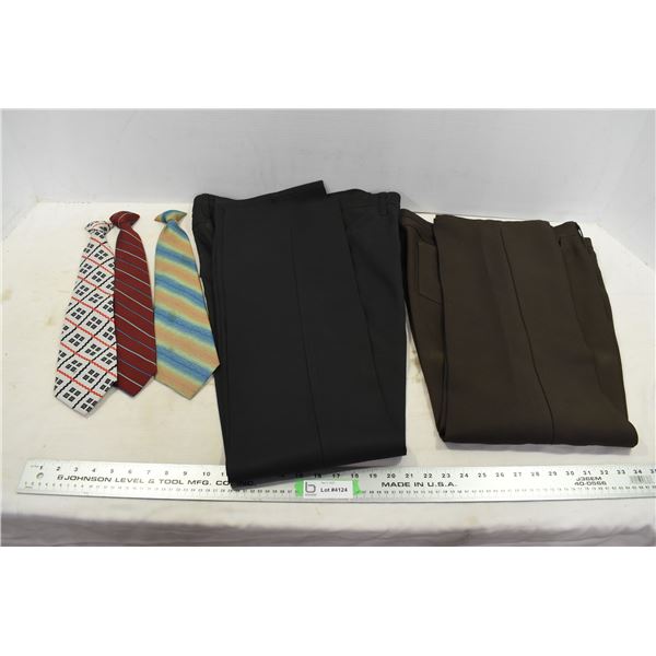 Wranger Dress Pants (size 36 + 38) & Clip On Ties