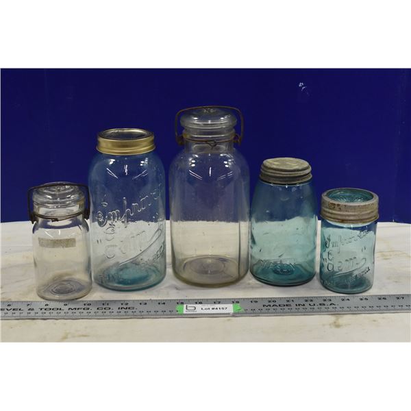 Clear & Blue Mason Jars