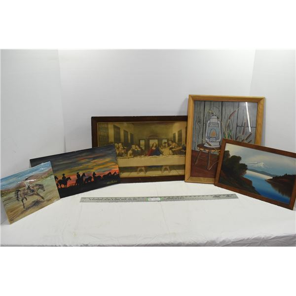 *5 Various Pictures in Frames – Last Supper & Hand Made Horse Paintings