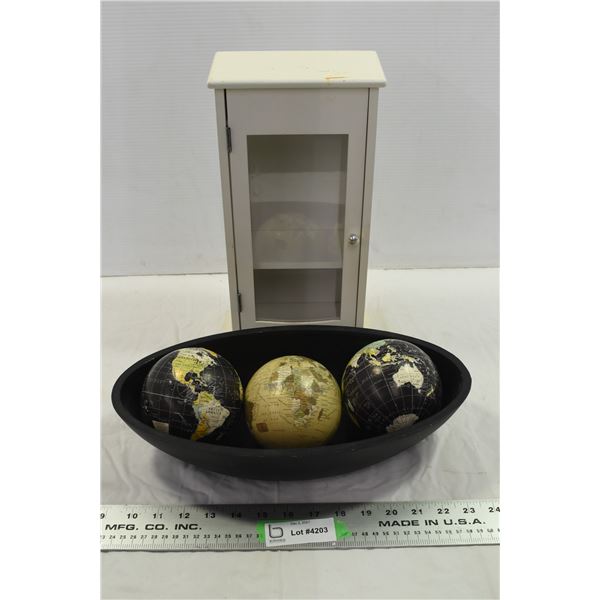 Small Cabinet & Bowl w/ Small Globes