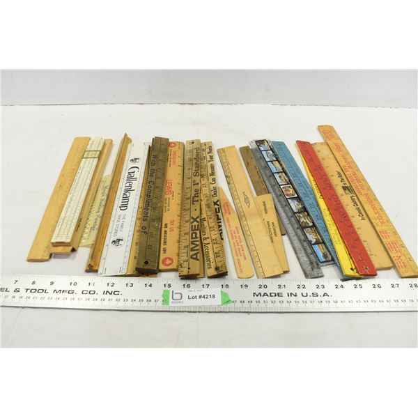 Lot of Assorted Wooden Rulers