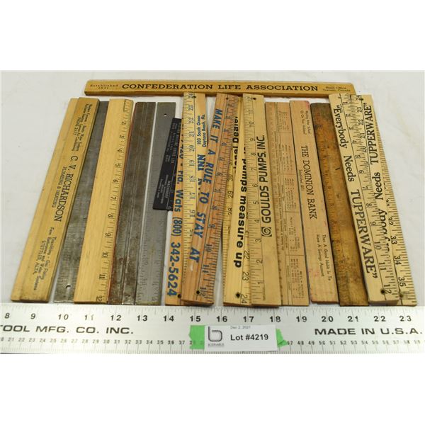 Lot of Assorted Wooden Rulers
