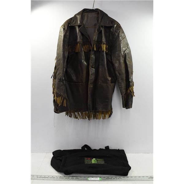 Leather Jacket w/ Frills – No Size, Appears to be Medium