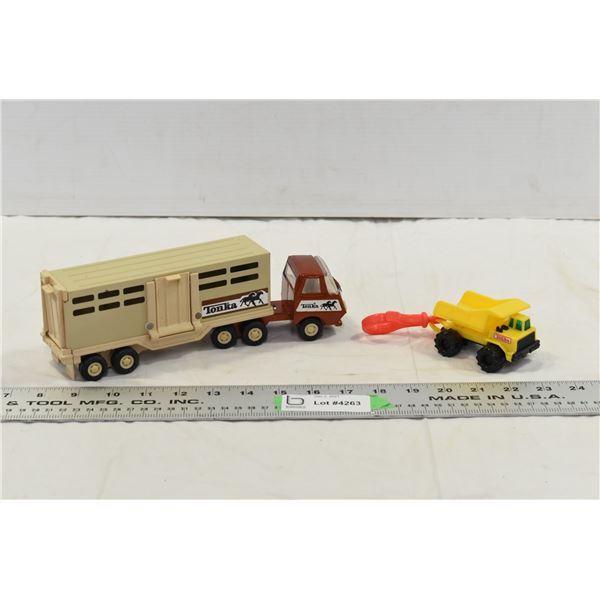 2 Tonka Trucks, 1 Die Cast, 1 Plastic