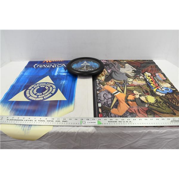 Magic The Gathering Clock, 2 Posters & 1 Naruto Poster