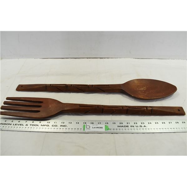 Large Wooden Fork & Spoon