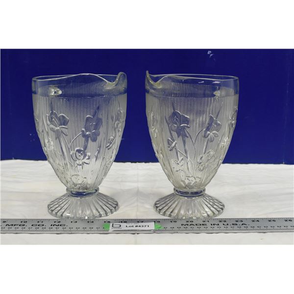 2 Large Clear Glass Pitchers