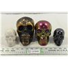 Image 1 : 3 Ceramic Decorative Skulls & 1 Plastic