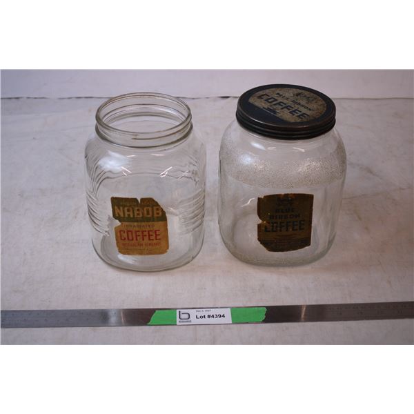 Blue Ribbon Coffee jar,Nabob Coffee jar