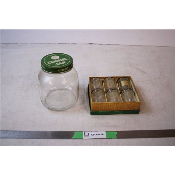 Cookie jar, jam jars