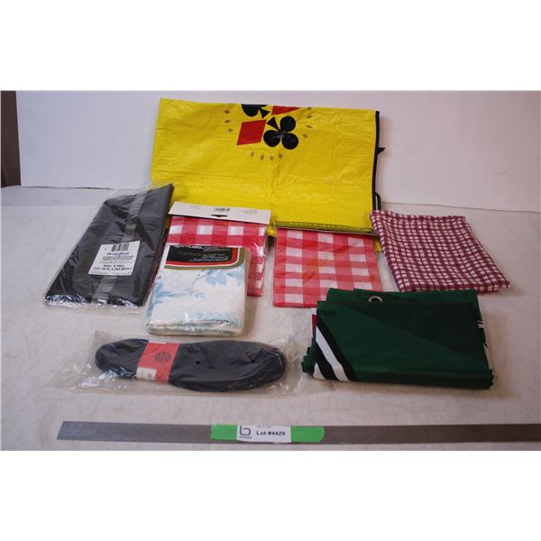 Various tablecloths, Pilsner Riders Flag, Poker table cover