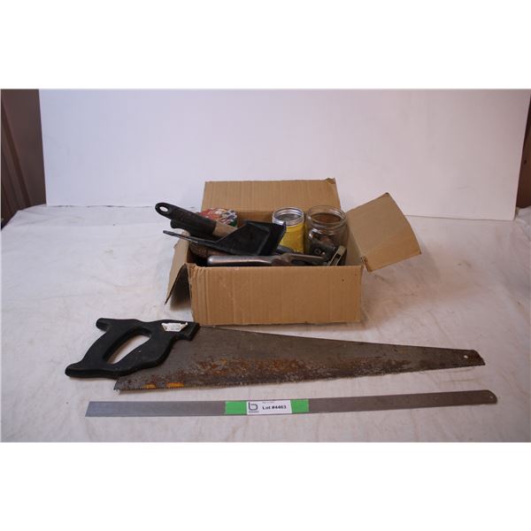 Hand saw,gardening tools,misc items
