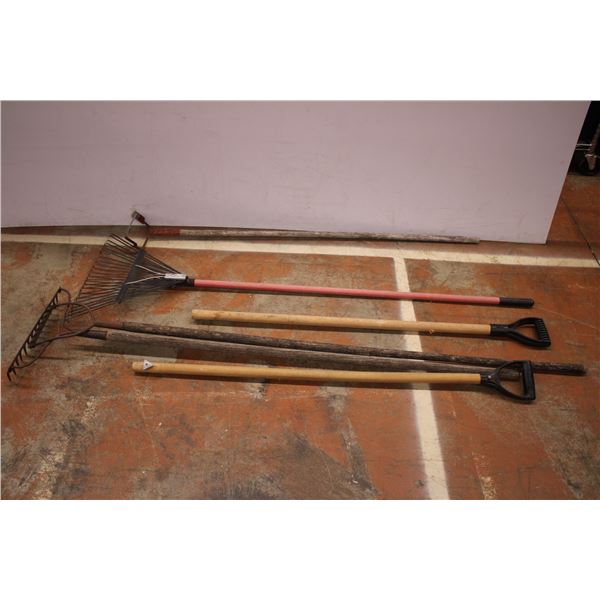 rakes, hoes, shovel handles