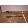 Image 1 : pitch fork, shovel, post hole digger, hand rail piece