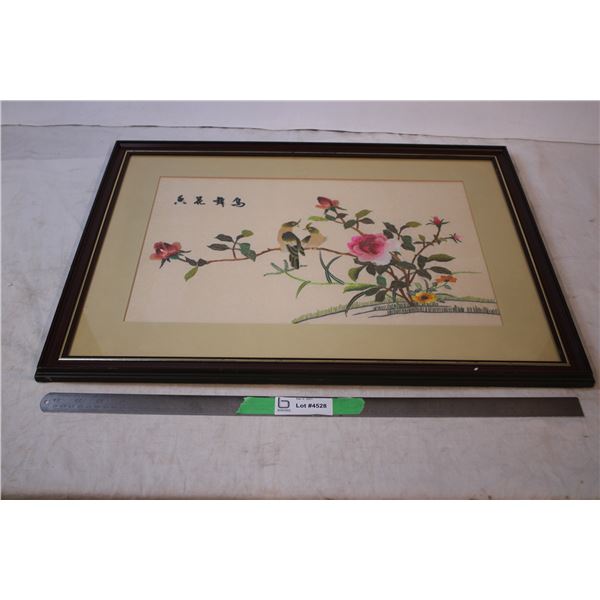 *Silk embroidered framed picture - 26" x 20"