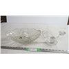 Image 1 : Crystal glass dishes, etched + crystal candle holders