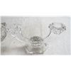 Image 3 : Crystal glass dishes, etched + crystal candle holders