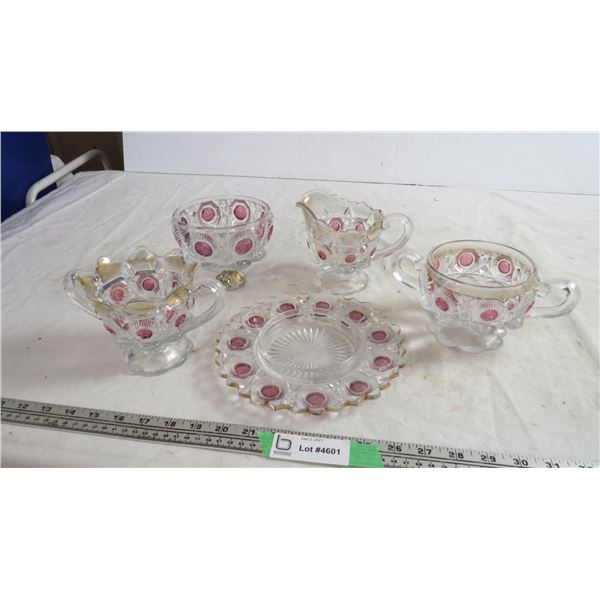 vintage fancy glassware (5) pieces