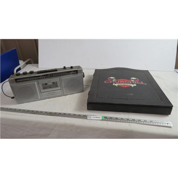 realistic radio + casette player + dart board box (no dart board)
