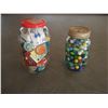 Image 1 : jar of marbles + jar match books, misc