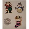 Image 1 : lot of 4 christmas brooches