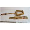 Image 1 : early novelty wooden paddle + vintage wooden racket