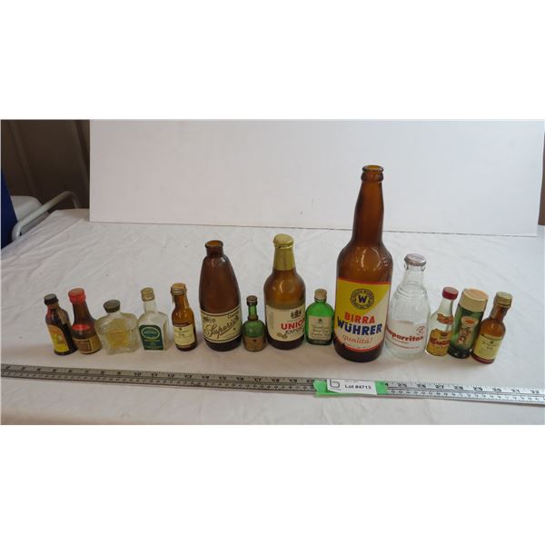 lot of vintage alcohol bottles