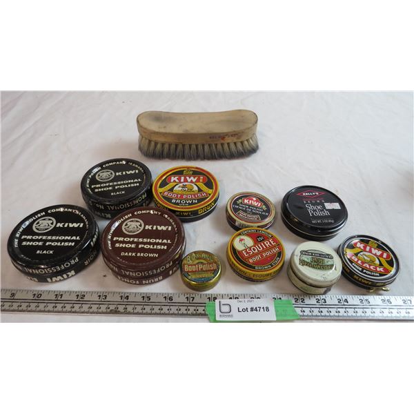 shoe polish tins (with contents) + brush