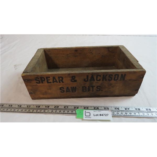 spear and jackson saw bits wooden crate - 6.25x11.5