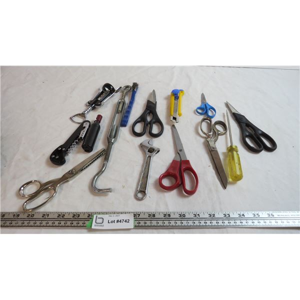 scissors, bottle corkers, hand tools