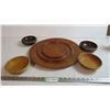 Image 1 : large wood server - with wooden bowls