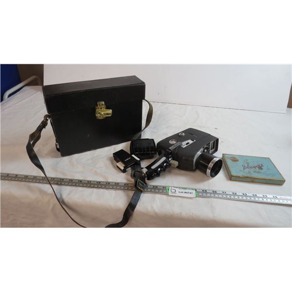 vintage bell & howell varizoom video camera in case + players tin