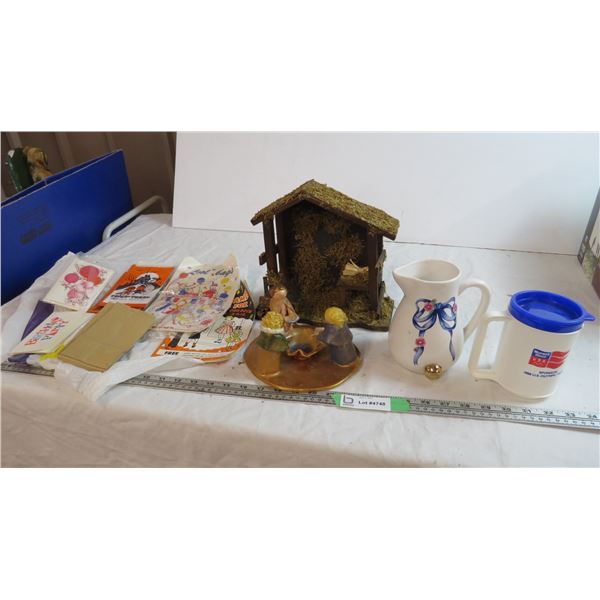 christmas decorations, assorted bags, party cards, misc