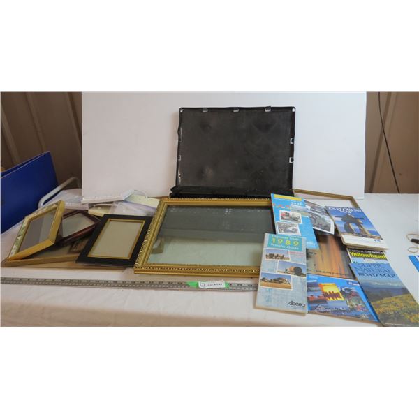vintage maps, picture frames, misc