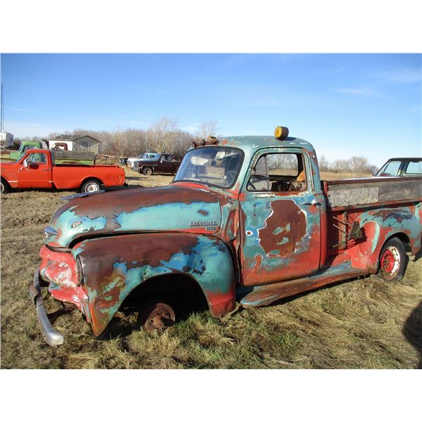 REMOTE PICKUP IN TUGASKE, SK - Chevrolet 1954 Model 1300 1/2 Ton Truck with Solid Window