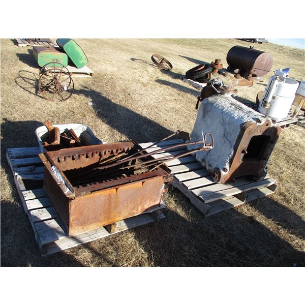 REMOTE PICKUP IN TUGASKE, SK - Gurney vintage cast iron boiler unit with grill pieces and base