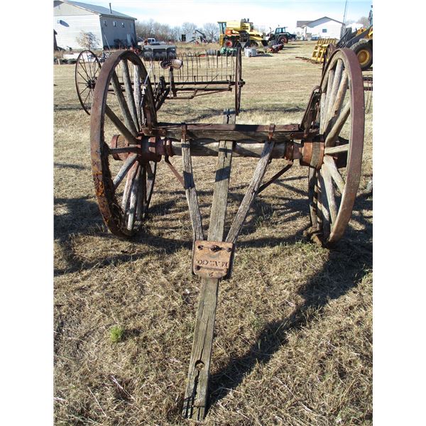 REMOTE PICKUP IN TUGASKE, SK - Wooden two wheeled cart with 52  diameter wheels