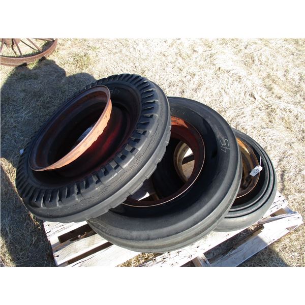 TUGASKE - Two Oliver Model 99 Tractor front tires   cockshutt model 30 tractor front tire