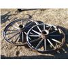 Image 1 : REMOTE PICKUP IN TUGASKE, SK - Two Wooden Wagon wheels - 39"   47" diameter