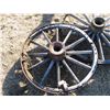 Image 2 : REMOTE PICKUP IN TUGASKE, SK - Two Wooden Wagon wheels - 39"   47" diameter