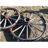 Image 3 : REMOTE PICKUP IN TUGASKE, SK - Two Wooden Wagon wheels - 39"   47" diameter