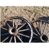 Image 4 : REMOTE PICKUP IN TUGASKE, SK - Two Wooden Wagon wheels - 39"   47" diameter