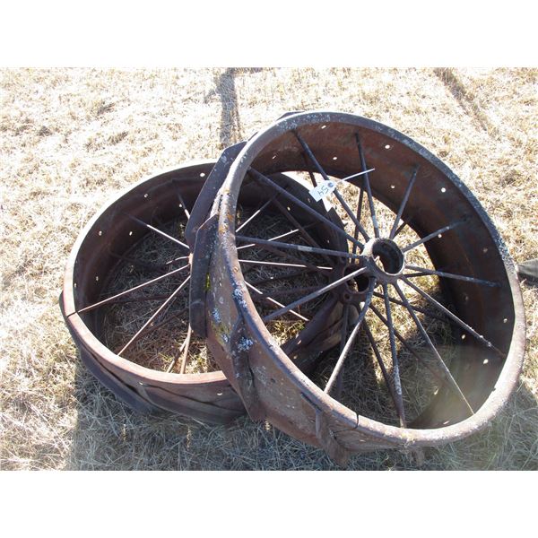 REMOTE PICKUP IN TUGASKE, SK - Pair of iron binder drive wheels 34" diameter